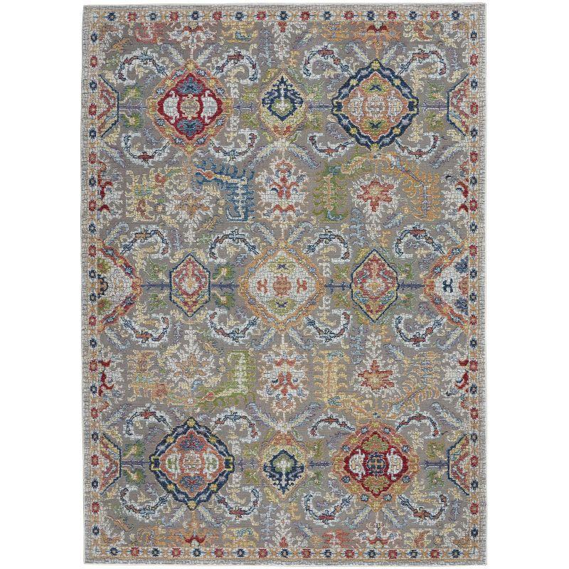 Nourison Global Vintage Traditional Bordered Indoor Area Rug Grey/Multicolor 4' x 6'