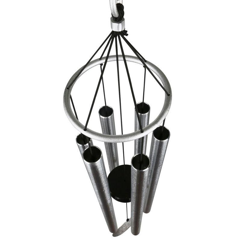 Nature's Melody Aureole Tunes Wind Chimes - 6-Tube Rustproof Aluminum Outdoor Windchime, B Pentatonic Scale - 28" - Silver