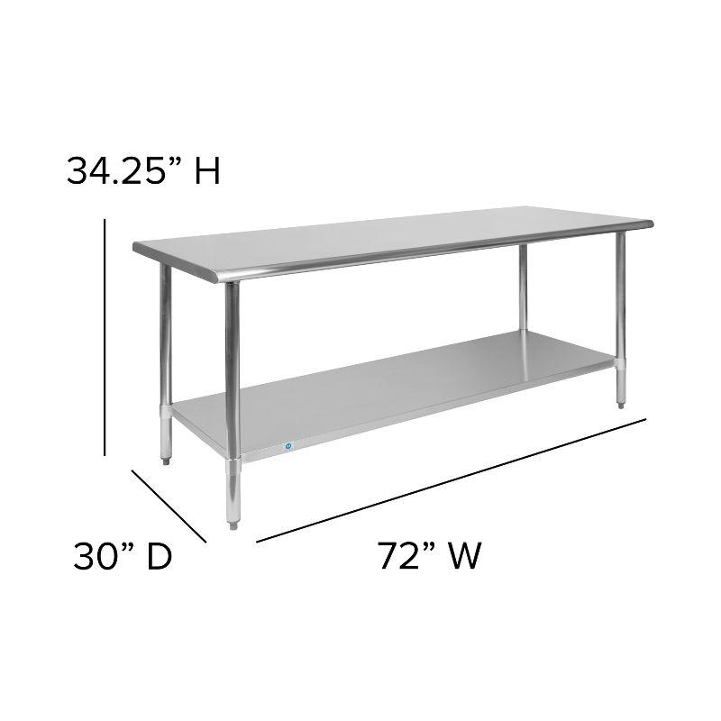 Flash Furniture Woodford NSF Certified Stainless Steel Prep and Work Table with Undershelf
