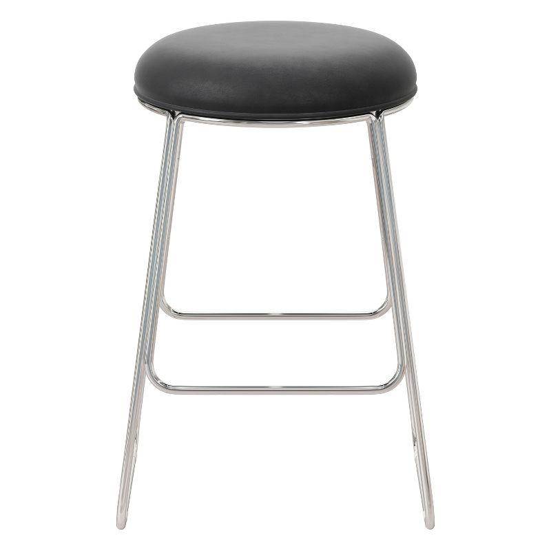 Southlake Backless Metal Counter Height Barstool Chrome/Black Vinyl - Hillsdale Furniture: Round Upholstered Kitchen Stool