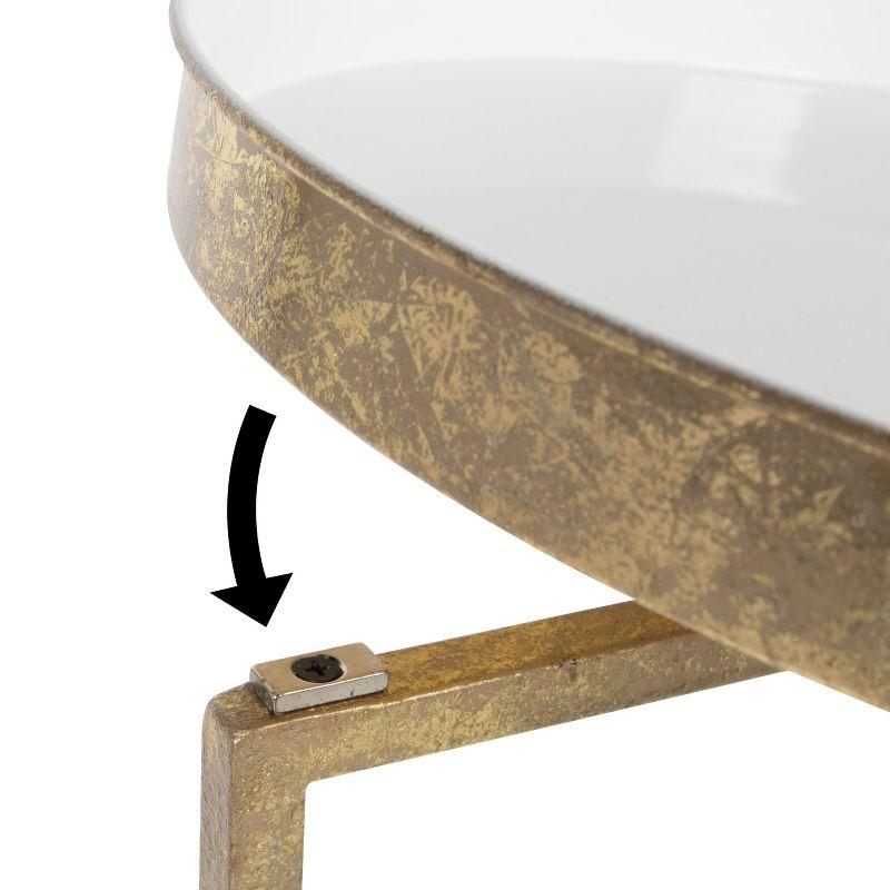 Kate and Laurel Celia Round Metal Tea Table, 14x14x25.75, Gold and White