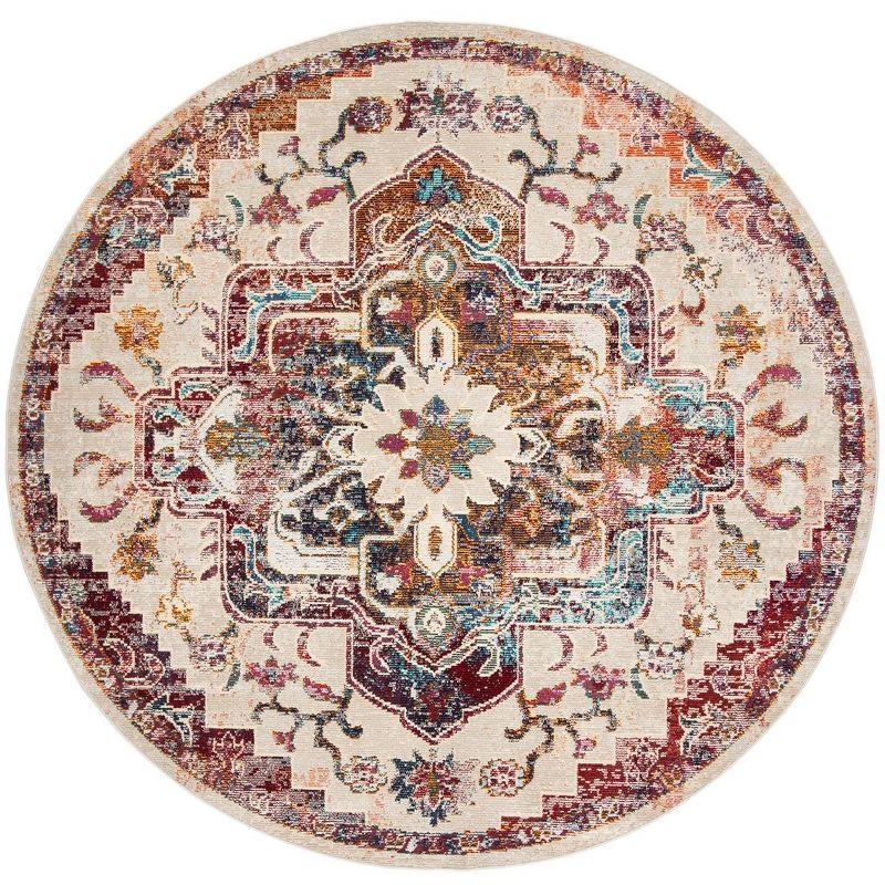 Crystal CRS501 Loomed Indoor Area Rug - Light Blue/Burgundy - 7'x7' Round - Safavieh