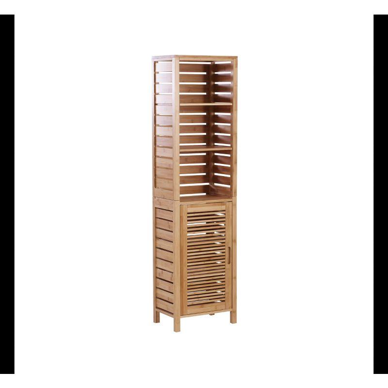 Bracken Vertical Bamboo Storage Cabinet with Hidden Shelves - Brown