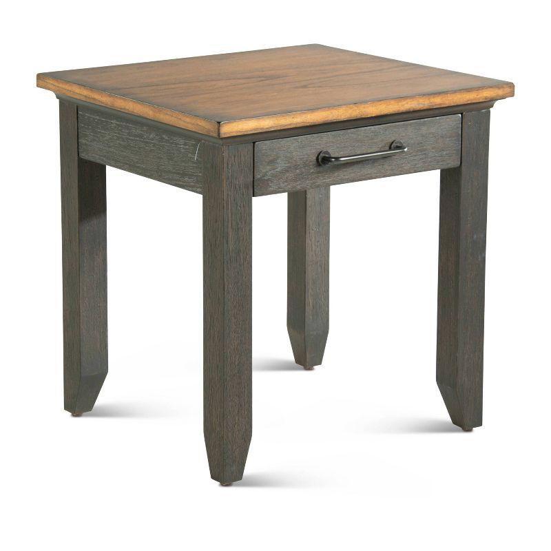 Bear Creek End Table Brown - Steve Silver Co.: Rustic Ivory, Honey Top, Drawer, Tapered Legs