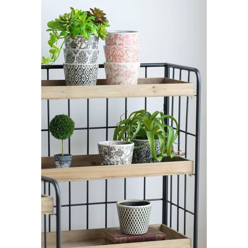 A&B Home 3pc Outdoor Decor Floral Naturespire Planters - Blue: Ceramic, No Drainage Hole, Freestanding