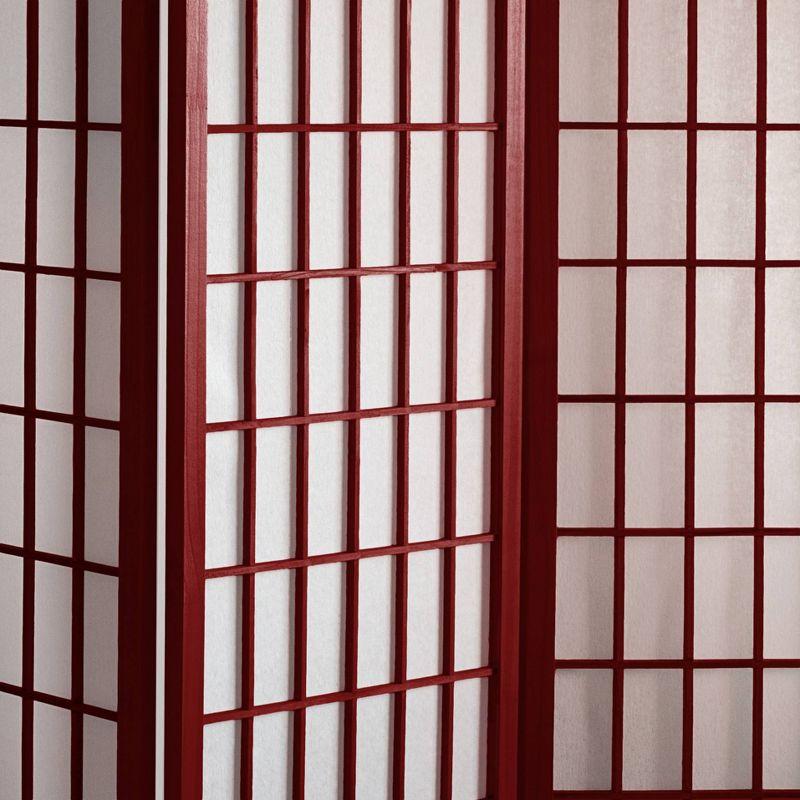 5 ft. Tall Window Pane Shoji Screen - Rosewood (3 Panels): Oriental Furniture, Hardwood Frame, Metal Hardware