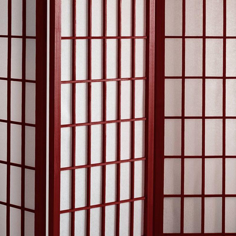 5 ft. Tall Window Pane Shoji Screen - Rosewood (3 Panels): Oriental Furniture, Hardwood Frame, Metal Hardware