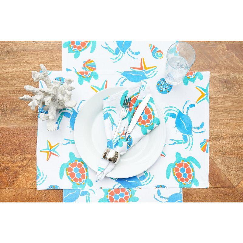 C&F Home Caraway Coral Napkin Blue Seaturtle Crab & Starfish Print, Set of 6