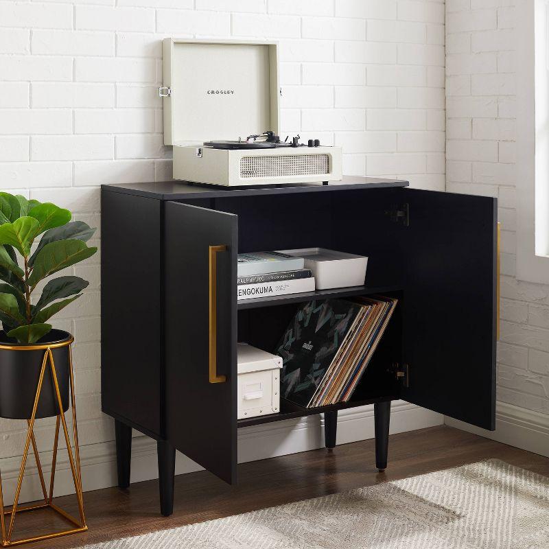 Everett Mid-Century Modern Black Accent Cabinet with Adjustable Shelf