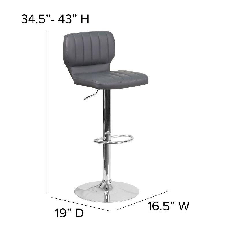 Elevate Gray Vinyl and Chrome Adjustable Swivel Barstool