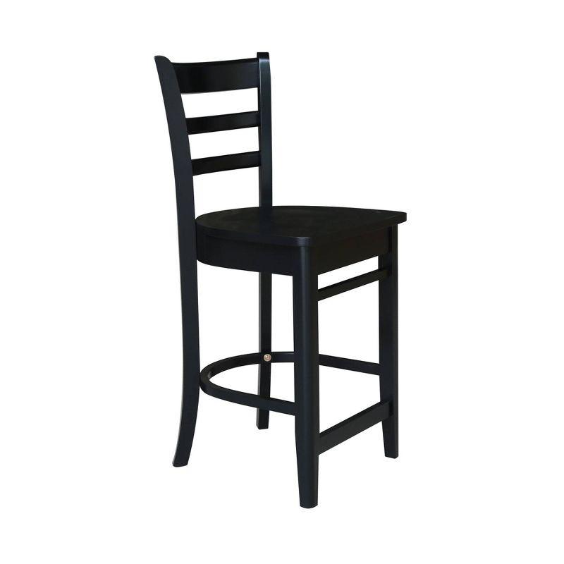 24" Emily Counter Height Barstool Antiqued Black - International Concepts: Solid Wood, Ladder-Back, Square Seat