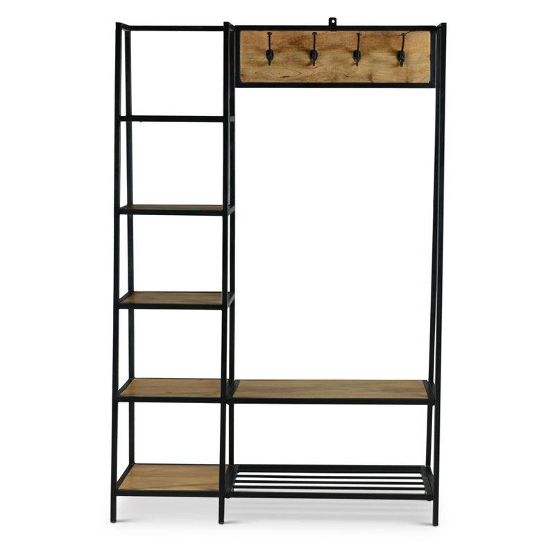 Hampton Hall Tree Wood and Frame Brown/Black - Steve Silver Co.: Mango Wood, Iron Hooks, Shoe Storage