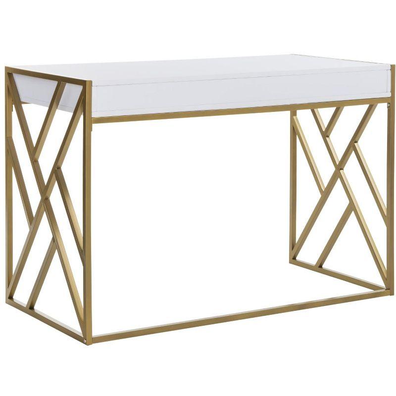 Elaine 1 Drawer Desk - DSK2201 - White/Gold - Safavieh