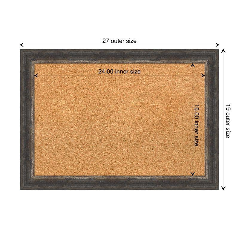 Amanti Art Natural Cork Board Framed Bark Rustic Char Narrow Bulletin Board 27 in. x 19 in.