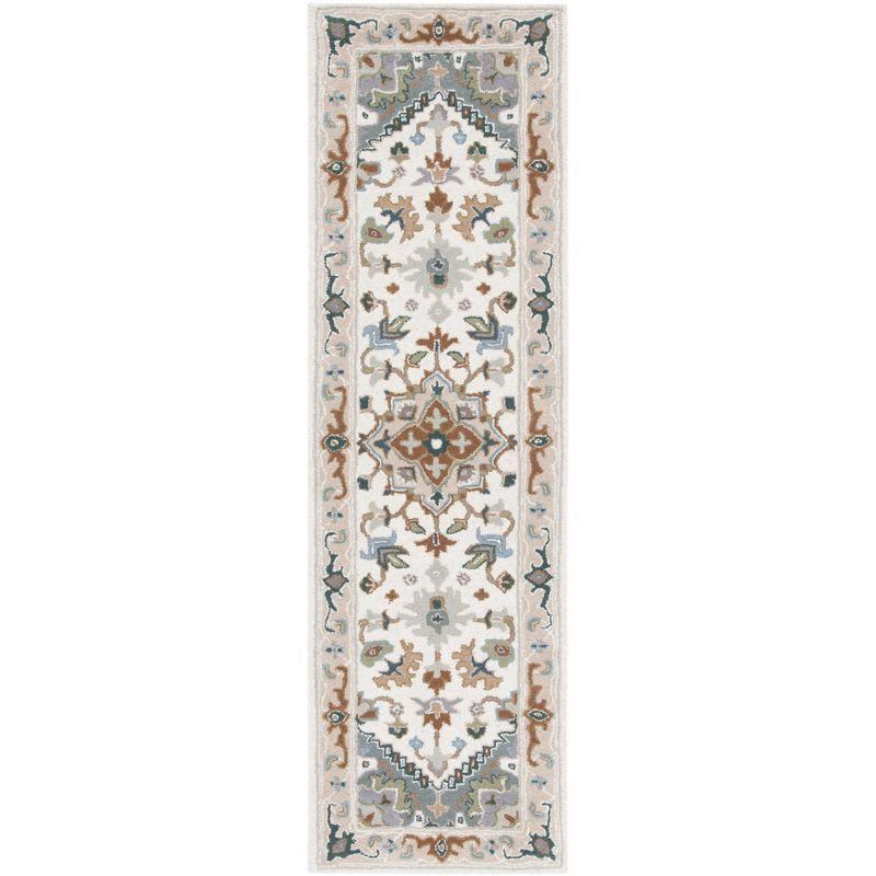 Heritage HG625 Handmade Runner Rug - 2'3"x12' - Ivory/Light Blue - Safavieh