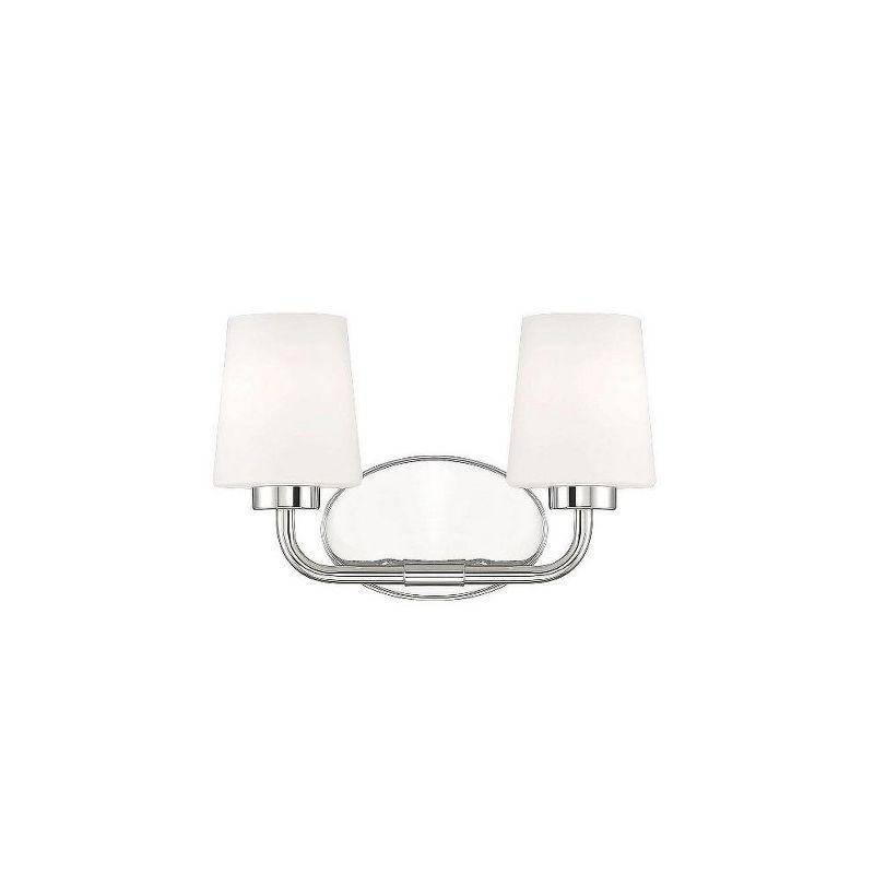 Capra Polished Nickel 2-Light Vanity with White Opal Glass Shades