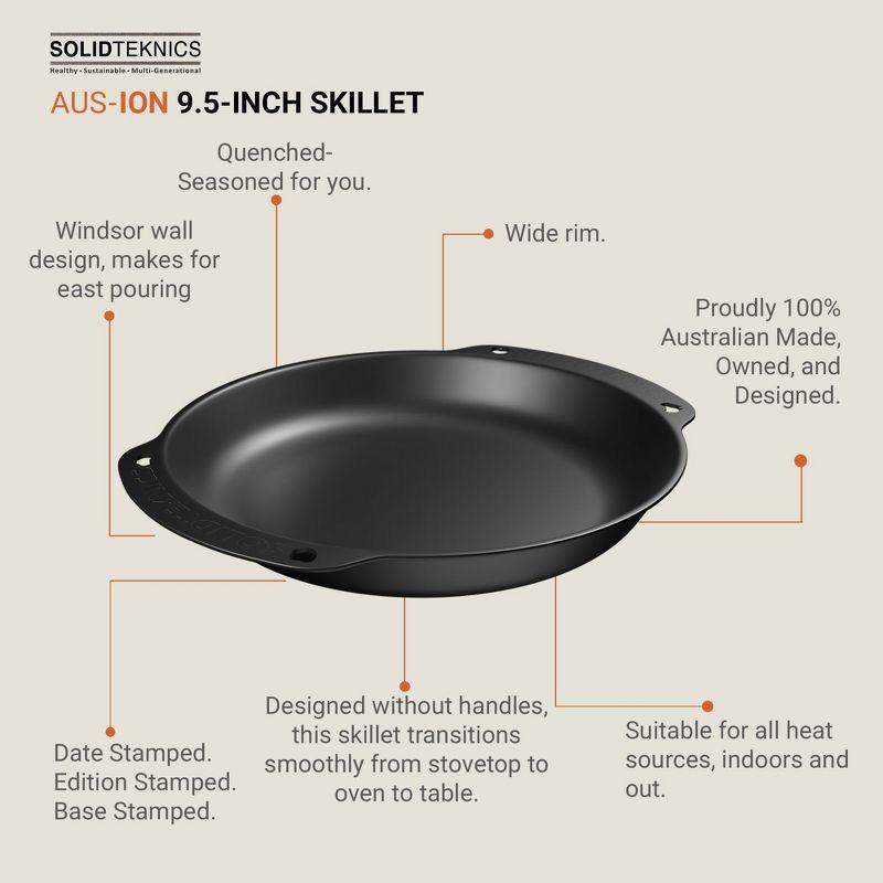 Solidteknics AUS-ION 9.5 Inch Oven-to-Table Skillet, Lightweight, Seamless Cooking Experience for Frying, Baking, and Grilling, Cast Iron Performance