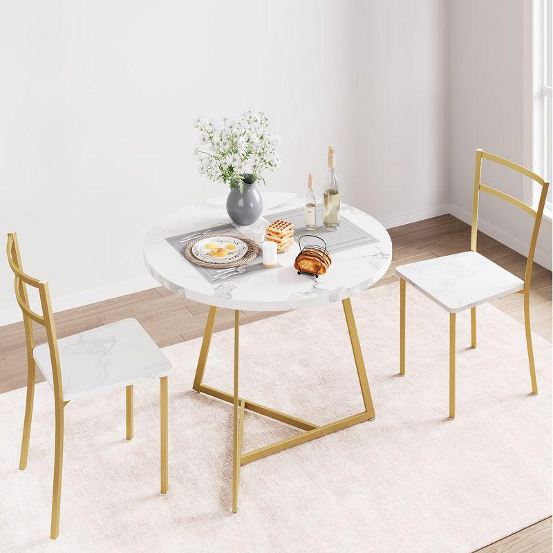 Dining Table Set for 2, Kitchen Table & Chair Sets for 2, Round Kitchen Table for Small Space, Apartment, Breakfast Nook