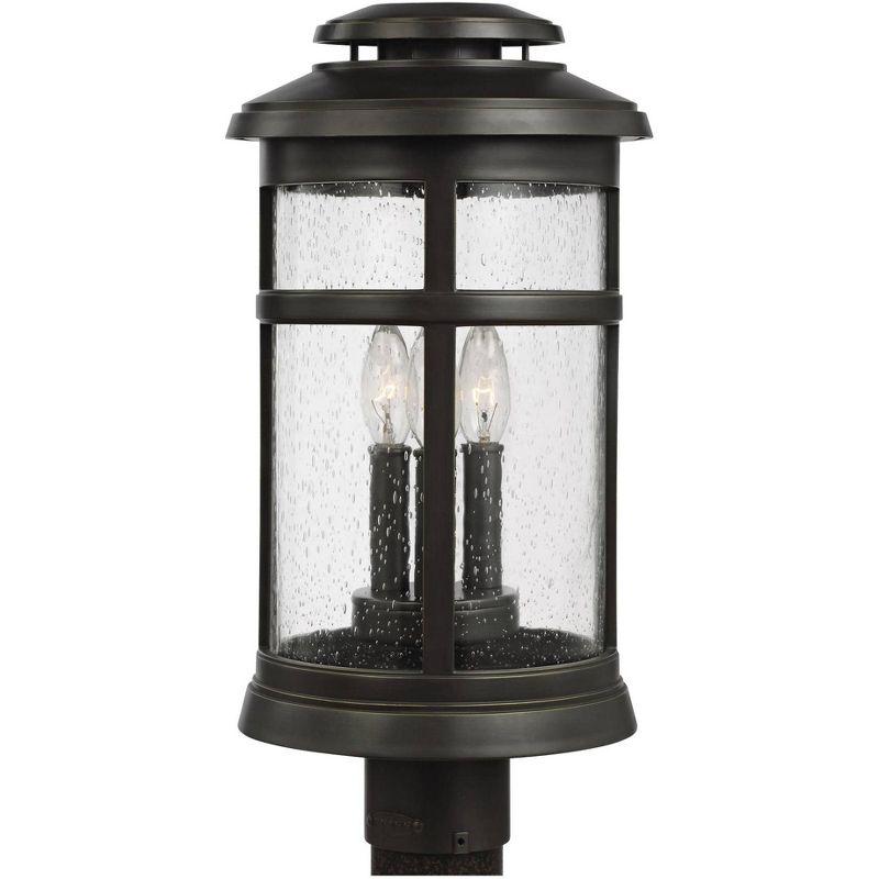 Newport 18.5" Antique Bronze Outdoor Post Light with Seeded Glass