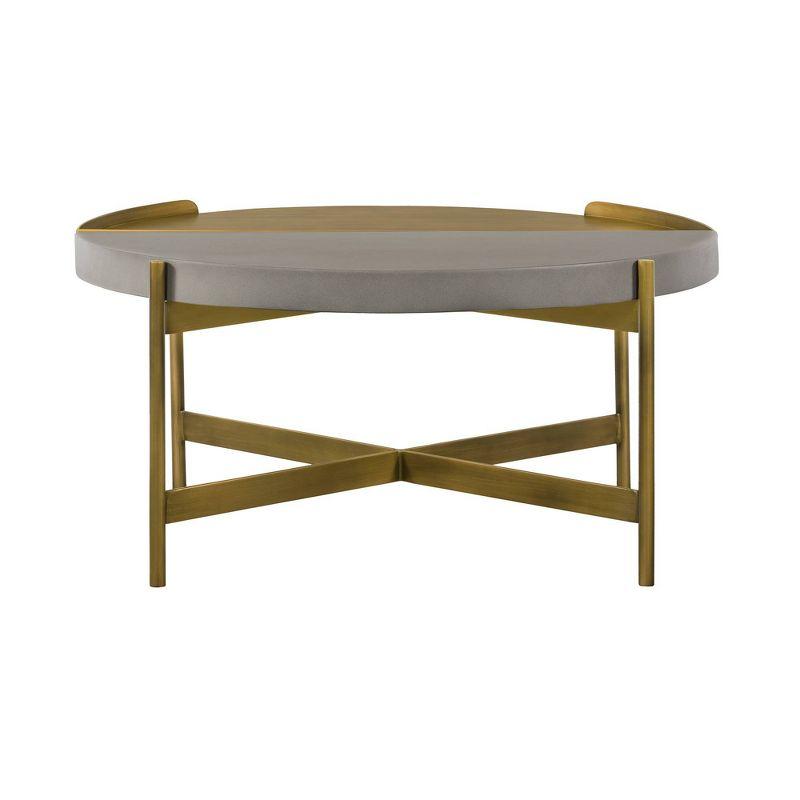 Round Gold and Gray Metal Contemporary Coffee Table