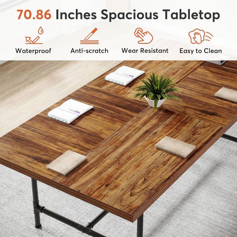 Tribesigns 6FT Conference Table, 70.8" Rectangle Meeting Seminar Table, Modern Training Table, Boardroom Desk for Office, Brown