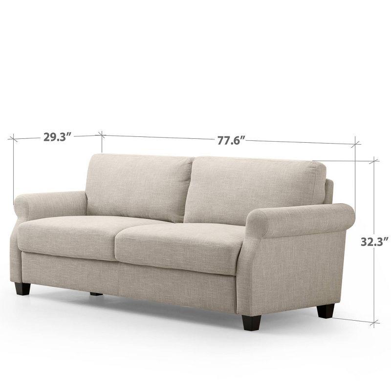 Beige Fabric Lawson Sofa with Round Arms and Metal Legs