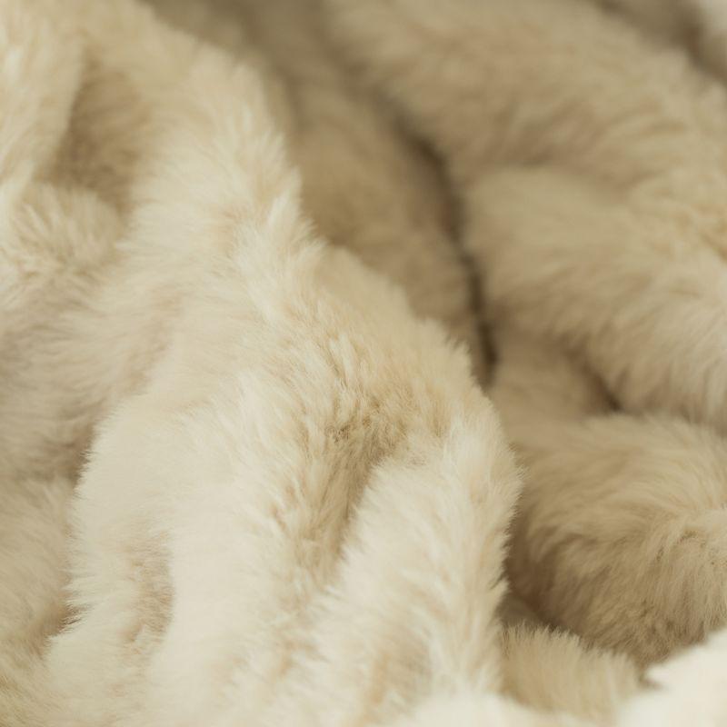 Luxurious 50 in. x 60 in.  Faux Fur Cozy Throw Blanket - Decorative Plush Blanket for Sofa and Bed