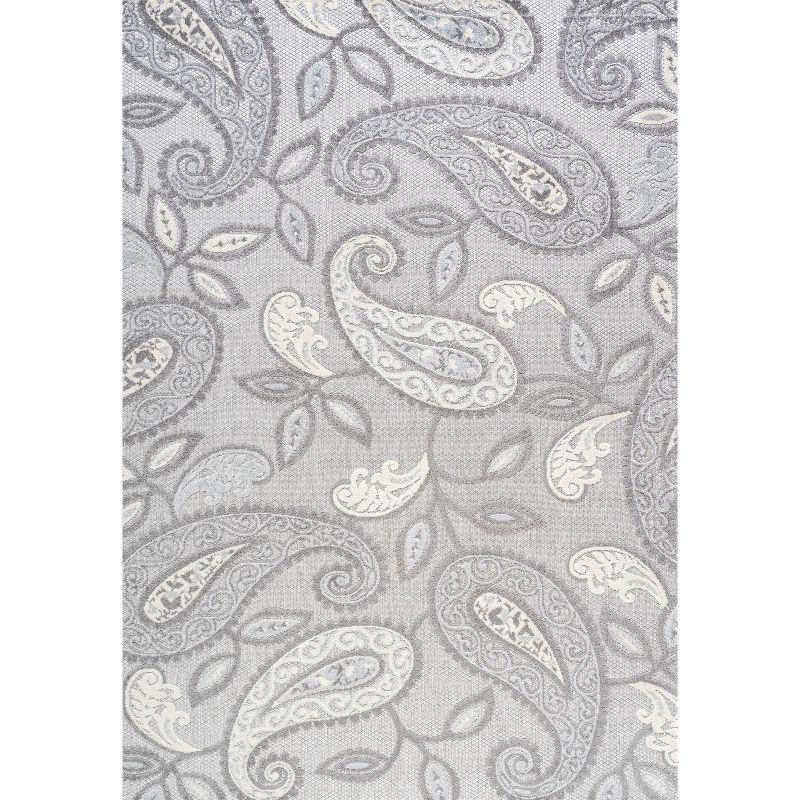 Paisley Light Gray & Ivory Boho Indoor/Outdoor Rug - 3x5 Feet