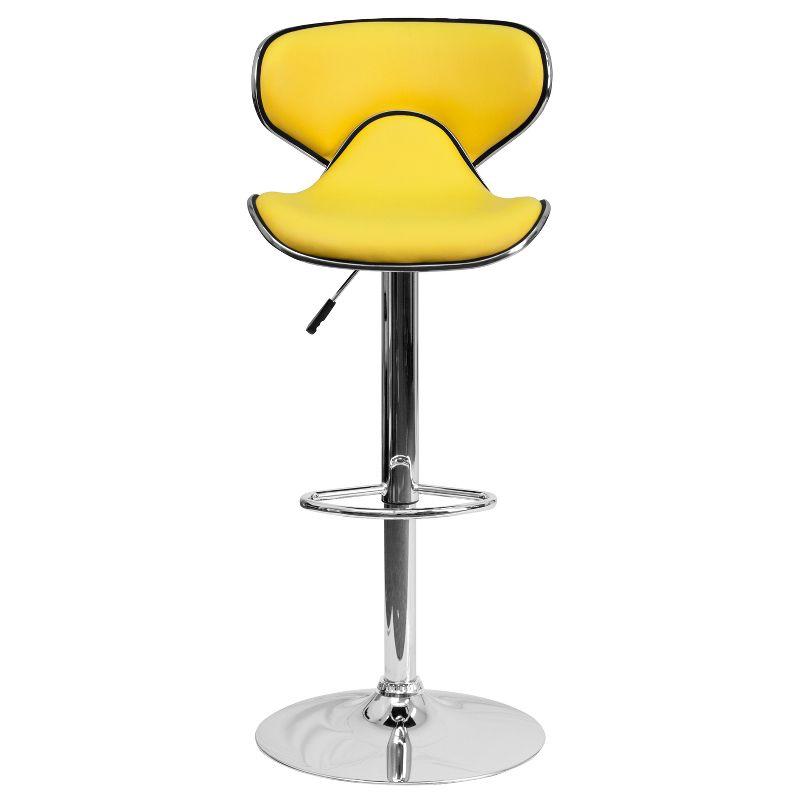 Flash Furniture Contemporary Cozy Mid-Back Yellow Vinyl Adjustable Height Barstool with Chrome Base