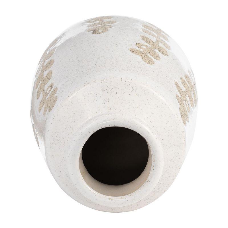 Sagebrook Home 10" Ceramic Vase - Contemporary Ivory/Beige Botanical Design Decorative Table Accent for Home or Office - Unique Gift Idea