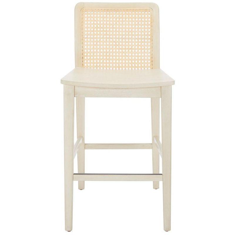 Coastal Charm White and Natural Rubberwood Barstool Set