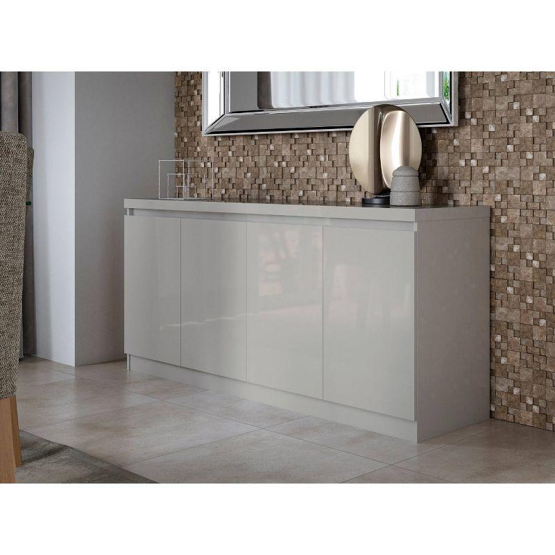 Manhattan Comfort 62.99" Viennese 6 Shelves Buffet Cabinet Off White: Modern Painted Wood Composite Sideboard