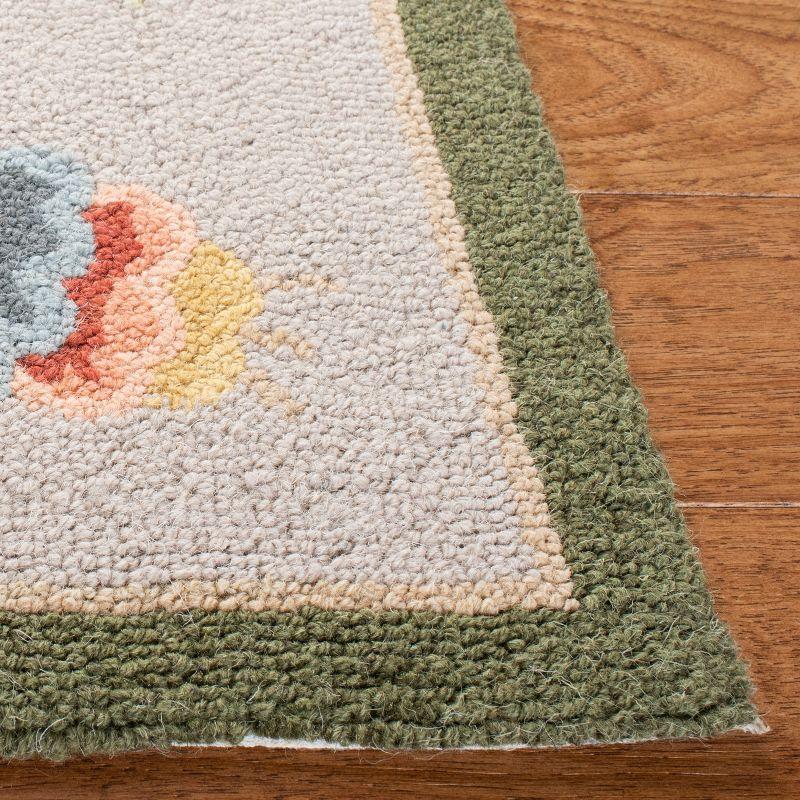 Sage Floral Tufted Handmade Wool Rectangular Accent Rug - 20"x4"