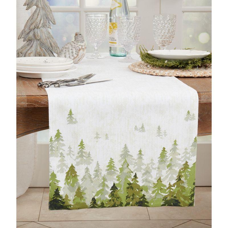 Green Pine Trees Cotton Table Runner 16" x 72"