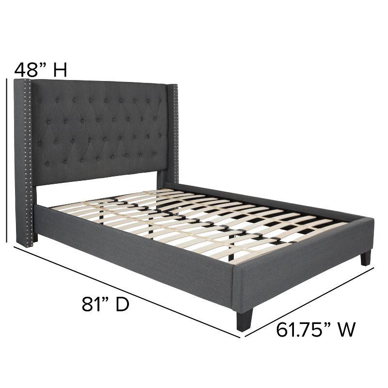 Flash Furniture Riverdale Tufted Upholstered Platform Bed with Accent Nail Trimmed Extended Sides