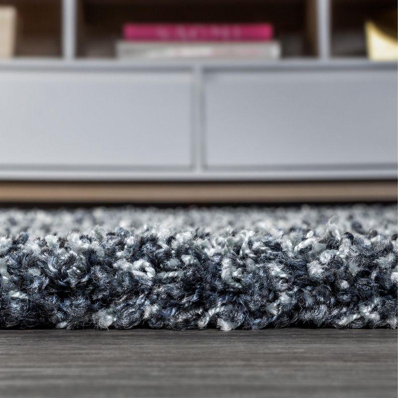4'x6' Mercer Shag Plush Tassel Moroccan Geometric Trellis Area Rug, Denim/Cream - JONATHAN Y