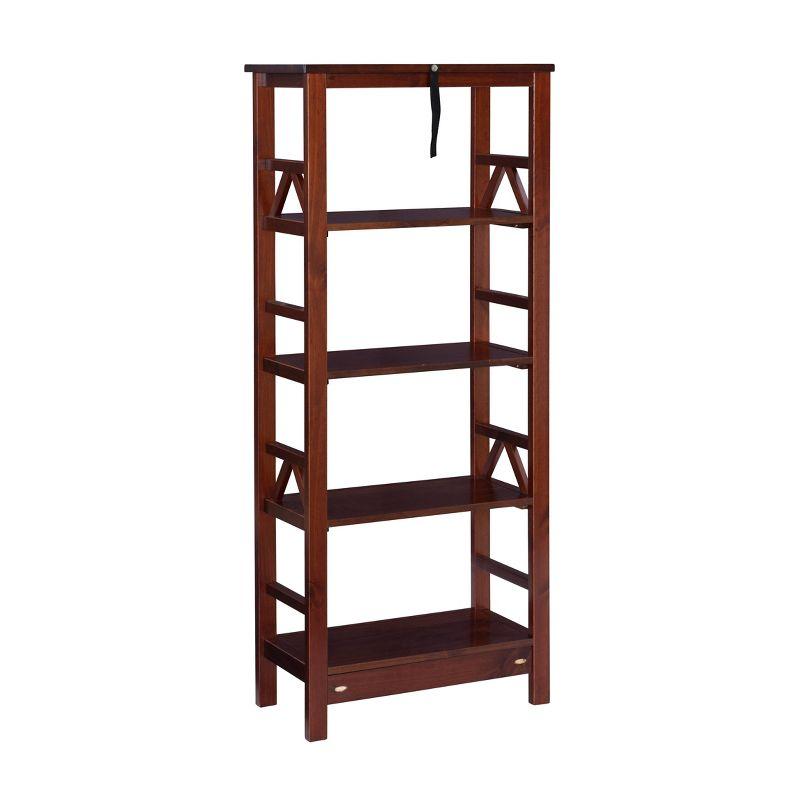 54.45" Titian Transitional Solid Wood Display and Storage Bookshelf Brown - Linon: Mid-Century Modern, 4 Fixed Shelves