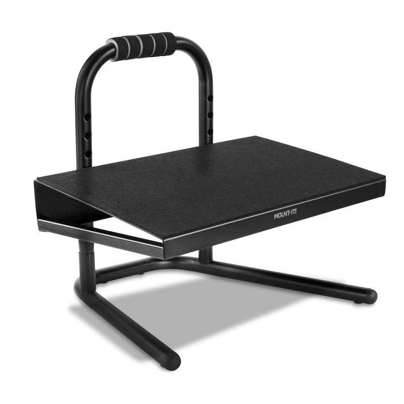 Mount-It! Height Adjustable Footrest for Standing and Sitting, Under The Desk Footrest with Handle