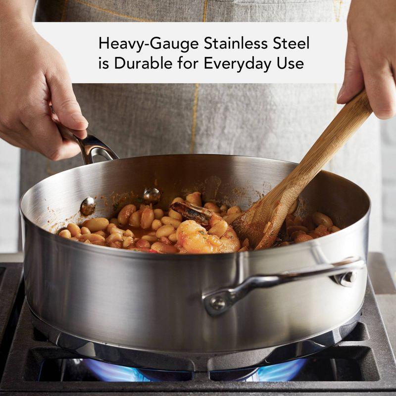 KitchenAid Stainless Steel 3-Ply Base 4.5qt Covered Deep Saute Pan with Helper Handle: Nonstick, Dishwasher-Safe, 12.5"