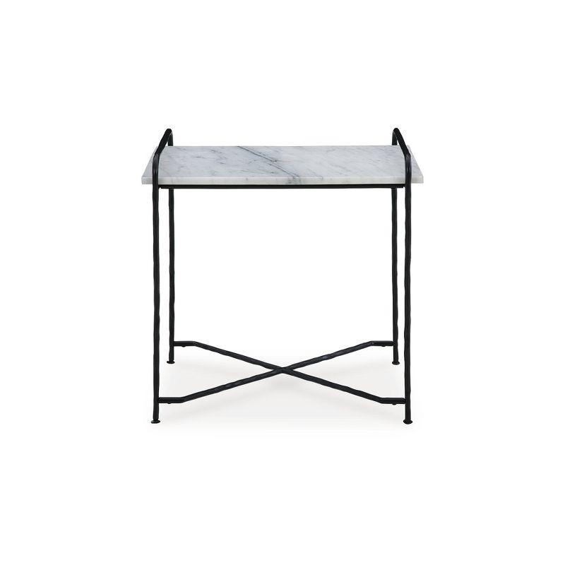 Signature Design by Ashley Ashber Marble Top Accent Table, White & Black