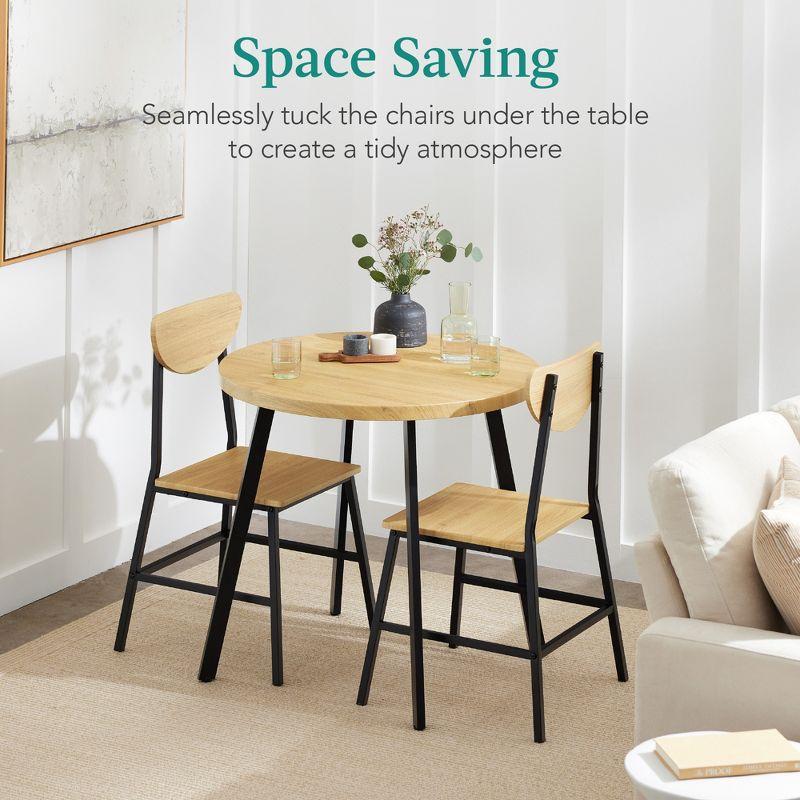 Best Choice Products 3-Piece Mid-Century Modern Round Dining Set w/ 2 Chairs, Angled Legs