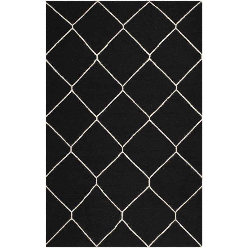 Handmade Black/Ivory Wool Flat Woven 4' x 6' Area Rug