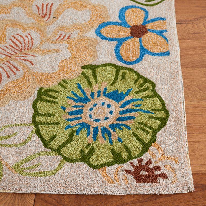 Ivory and Red Floral Synthetic Kids' Rug, 4' x 6'