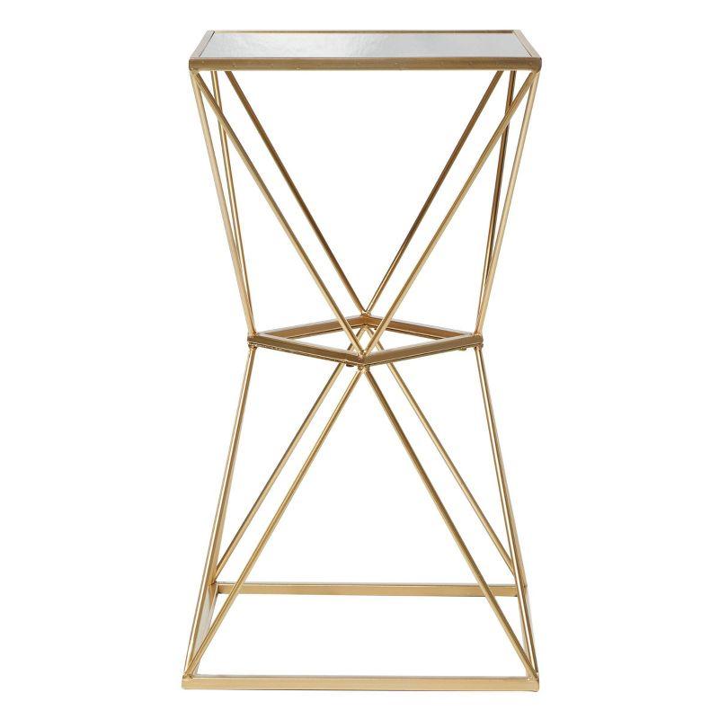 Glam Geometric Mirrored Accent Table Gold - Olivia & May: 27.625" H, No Assembly Required