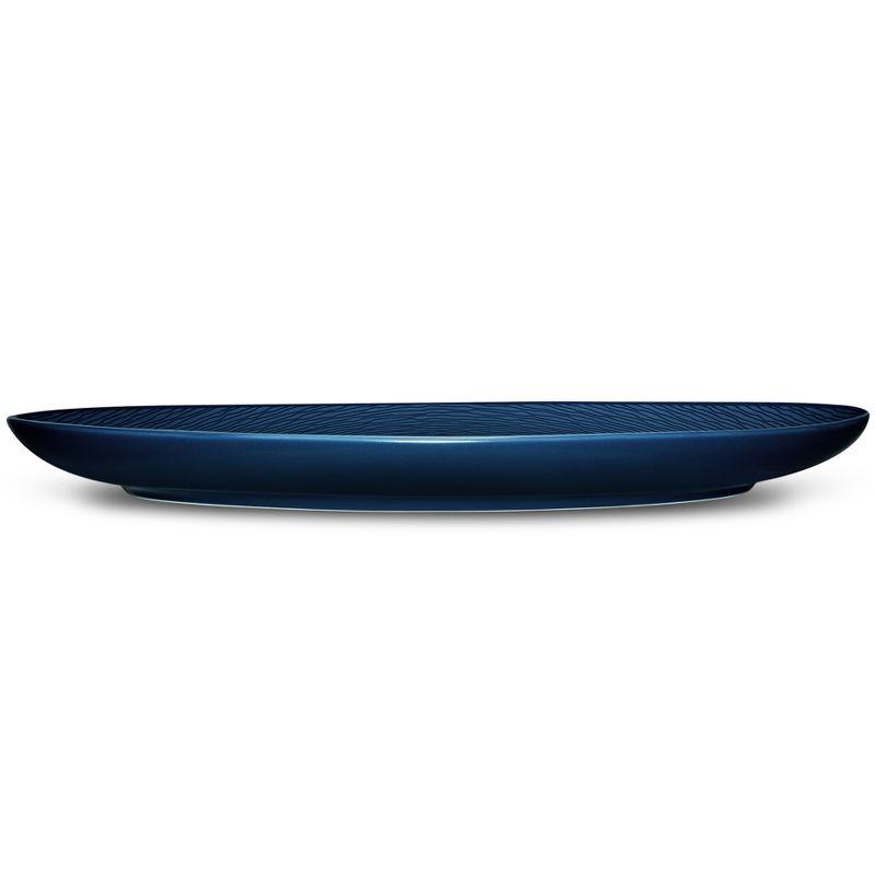 Navy Ceramic Oval Platter with Concentric Circles, 17"