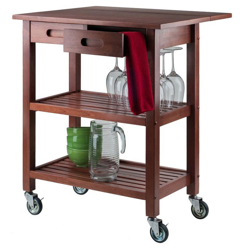 Jonathan Kitchen Cart Walnut - Winsome: Rolling Island with Storage, Wood Composite Surface