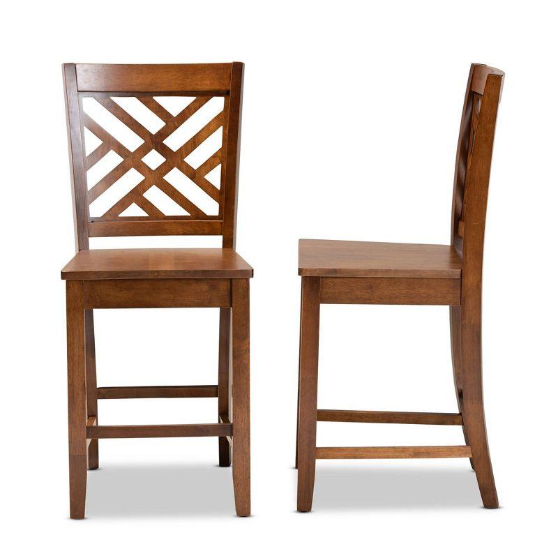 Walnut Brown Adjustable Wood Counter Stool Set, 2-Piece