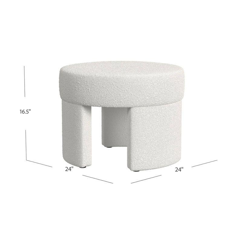 Sophia Cream Boucle Round Ottoman with Soft Plush Fabric