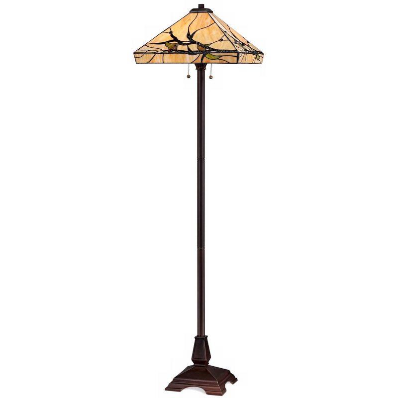 Tiffany Bronze 62" Floor Lamp with Stained Glass Shade