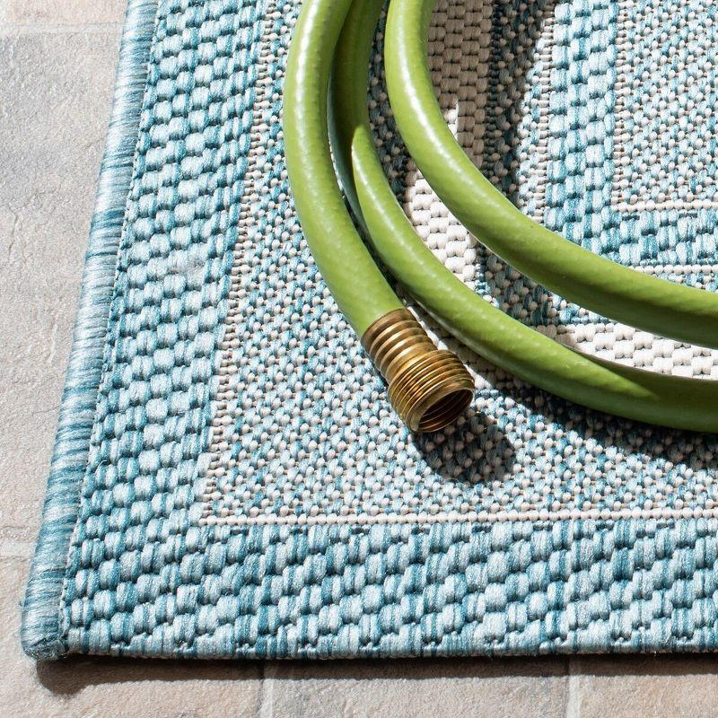 Courtyard CY8475 Power Loomed Indoor and Outdoor Area Rug - Ivory/Aqua - 9'x12' - Safavieh